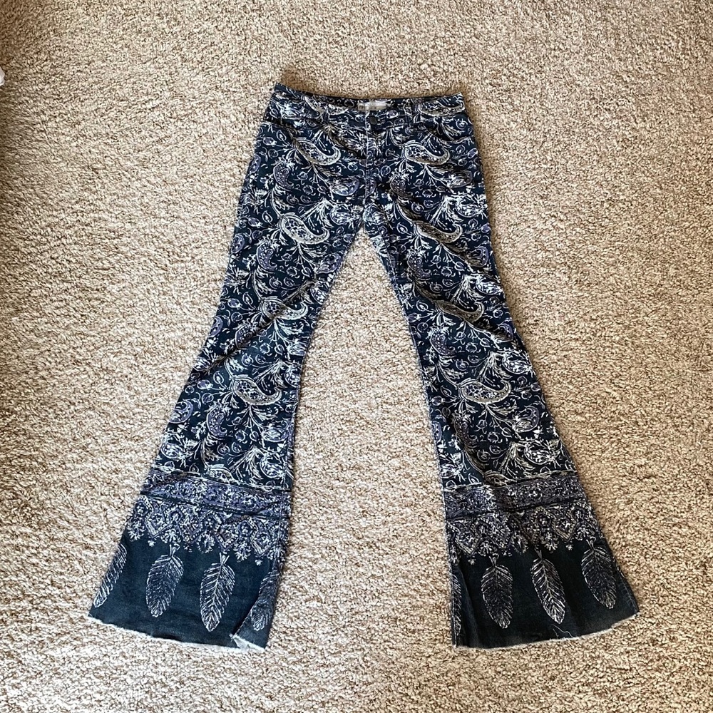 Free people print corduroy flare pants